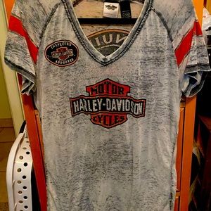 Harley Davidson blingy burn out V-neck tee